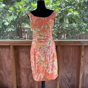 Lela Rose Women's Orange Abstract Print Sleeveless Sheath Dress Size 6